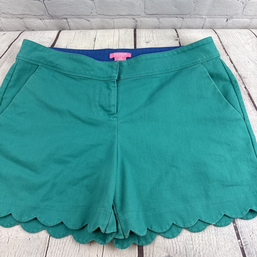 Isaac Mizrahi Tailored Shorts‎ Women's 14 Teal Cotton Stretch